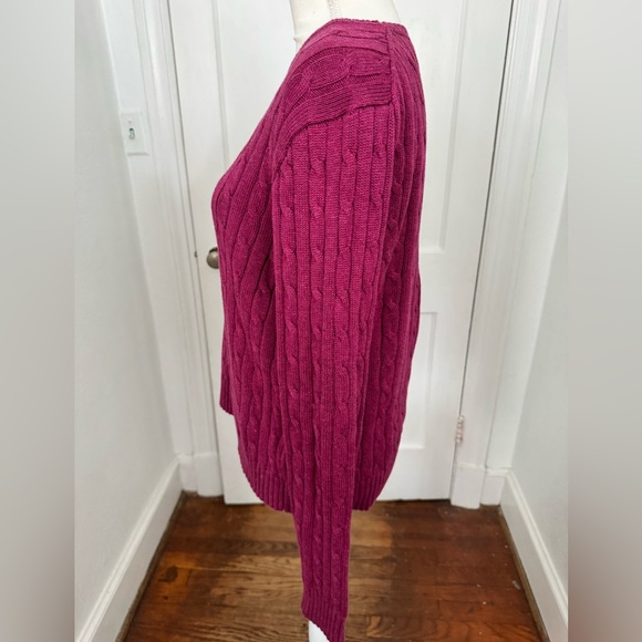 Polo Ralph Lauren dark pink purple cable knit sweater women’s XL - Picture 2 of 4